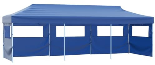 vidaXL Tenda Pieghevole Pop-Up 5 Pareti Laterali Blu Tendone Padiglione Bersò
