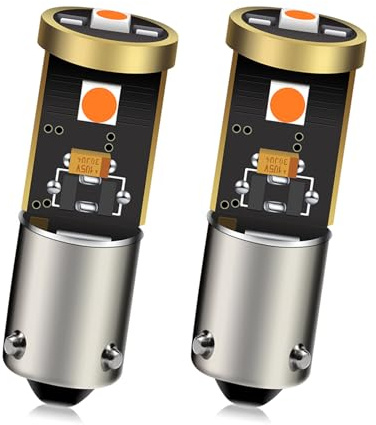 Ruiandsion 2 bombillas LED BAY9S H21W de 12 a 24 V, Canbus, superbrillante, 3030 3SMD, chipset, luz indicadora LED, luz de marcha atrás, amarillo/ámbar