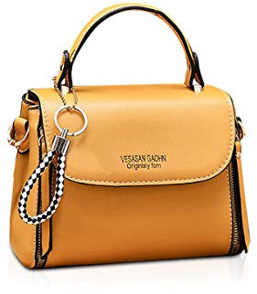 NICOLE & DORIS Tasche Damen Klein Crossbody Tasche PU Leder Tasche Umhängetasche Trendy Handtasche mit abnehmbaren Schulterriemen Gelb