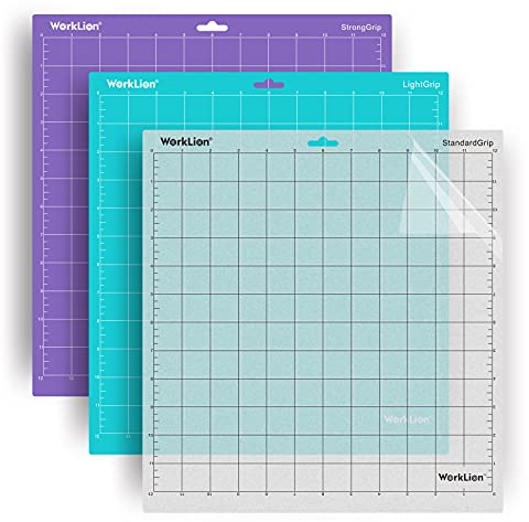 WORKLION Tapete de corte de 12 x 12 pulgadas para Silhouette Cameo: (3 alfombrillas – agarre estándar, agarre ligero, agarre fuerte) variedad de adhesivos adhesivos, duraderos, antideslizantes