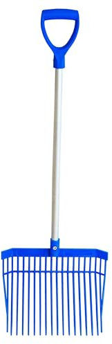 Red Gorilla Small Bedding Fork with Short D Handle Blue Lightweight For Stable Bedding Mucking Out Metal Pitchfork for Hay and Garden Compost 110cm Long