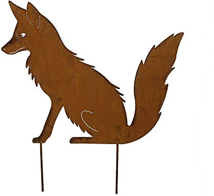 Bornhöft Gartenstecker Fuchs Metall Edelrost Gartendeko Gartenstecker 41cm x 50cm rostige Gartendekoration Naturrost