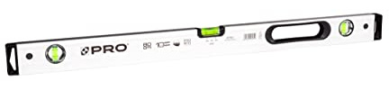 PRO800 Wasserwaage 80cm beidseitig gefräst mit Ergonomischen Profil - ERS+ (Easy Reading System) Präzise Wasserwaage mit Anti Shock Absorber Endkappen - Farbe Weiß