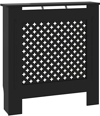 vidaXL Heizkörperverkleidung mit Querlatten Heizungsabdeckung Heizungsverkleidung Heizkörperabdeckung Heizung Abdeckung Heizkörper MDF Schwarz 78cm