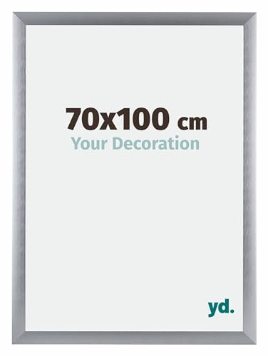yd. Your Decoration - Bilderrahmen 70x100 cm - Silber Gebürstet - Bilderrahmen aus Aluminium mit Acrylglas - Antireflex - 70x100 Rahmen - Tucson