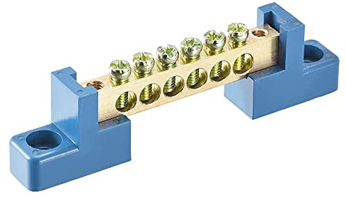 sourcing map Bridge Design - Morsettiera a vite per distribuzione elettrica, in ottone, 6 posizioni, confezione da 5, colore: Blu