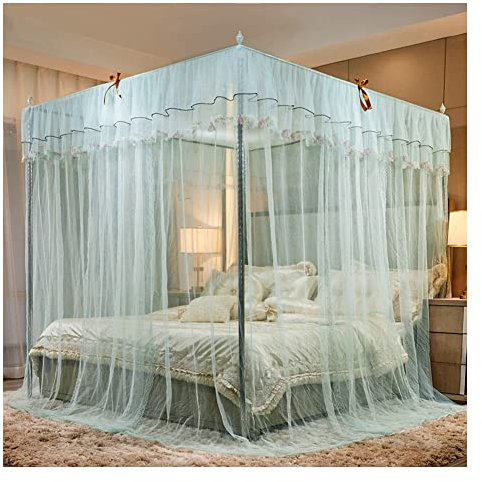 LCYDMJ Betthimmel Luxuriöses Schlafzimmer, Dekorativer Betthimmel, Hochdichter Netzbettvorhang, 360 ° Schützendes Moskitonetz, Für Einzel-Doppelbett, Mit Montagehalterung