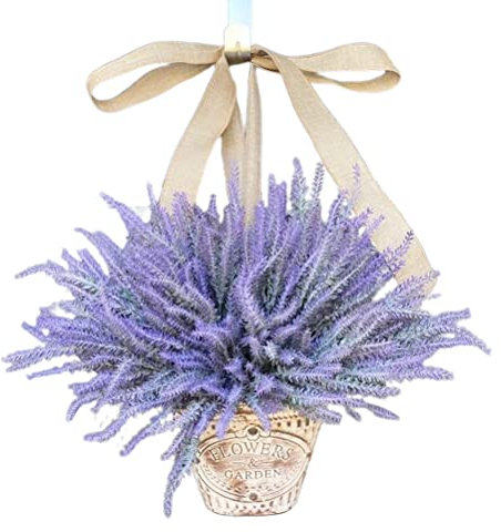 FCHMY Lavendel Kranz Künstlich Haustürkranz,Tür Frühling Kranz,Willkommens-Türkranz für Sommer, zum Aufhängen, Wand, Hochzeit, Fenster-Dekor