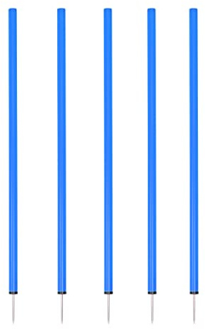 SPORTIKEL24 Slalomstangen 100 cm, ø 32 mm – 5er-Set – Trainingsstangen mit Metallspitze – für Agility- &Koordinationstraining – für Fußball & Hundesport