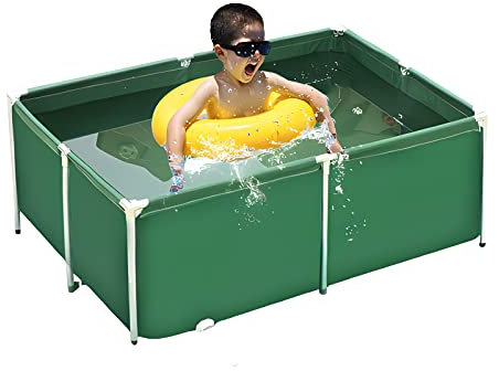 Piscine Hors Sol/Cadre Piscine Mini Petite Piscine Hors Sol, Piscina Rectangulaire en Métal/Piscines D’été/Piscine D’Eau Salée, pour Famille Extérieure Intérieure, Enfants Tout-Petits Adultes Pis