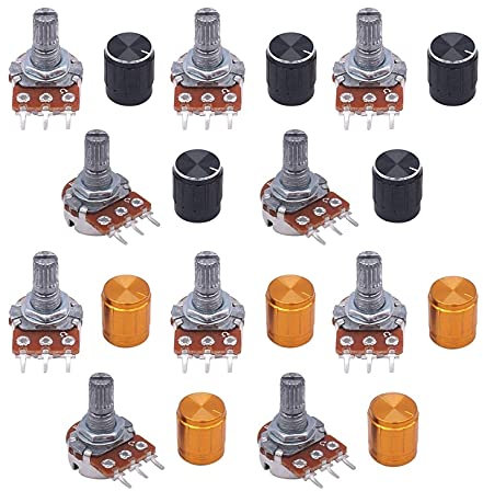 BCMCBV 10 Stück 1K Ohm 3 Terminals Linear Taper Rotary Audio B Typ Potentiometer Lautstärkeregler Potentiometer (Größe: 1k Ohm)