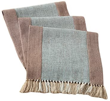 Warmhm Tischdecke Aus Baumwollleinen Doppelte Tischläufer Mit Quasten Blau Waschbar Und Wiederverwendbar Für Haushalt Und Partys