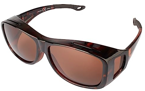 Matec Patent Trades UG 1 x BM Sunglasses polarisierte Sonnen-Überziehbrille Braun Leopardenmuster für Brillenträger UV 400 CAT3 für SIE & IHN