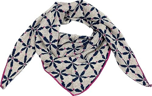 J26 XL Dreiecksschal Blume Winter Unisex Dreieck Strickschal Schal Wolle Stola Tuch Stickschal (Blau)