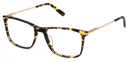 FILA Quadratisch Edelstahl Brillen in Glänzend Gelb Havanna für Herren, Brille mit Sehstärke, optional mit Sonnenbrillen tönung oder Blaulichtfilter (Modell VFI720)