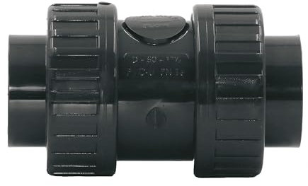 HAF® 1x PVC Rückschlagventil Grau mit 2X 50mm Klebemuffe | Federbelastet | Kegelrückschlagventil aus grauem PVC-U für sämtliche Rohrleitungen | Qualität: Made in Europe - Menge: 1 Stück