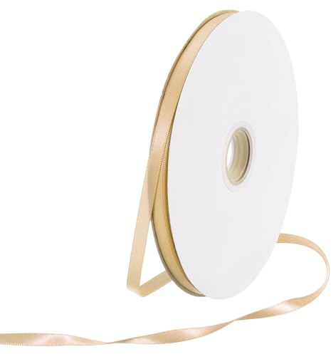 Rebower 70 Yard/210ft Satinband Dickes beidseitiges Grosgrain-Seidenband, [für Geschenkverpackung, Haarschleifen, Hochzeit, Kuchen, Blumen] - 1/4(6mm)/Champagner
