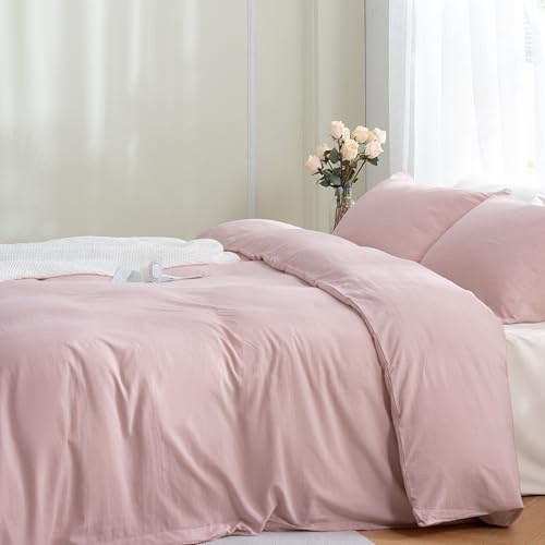 TOCOMOA Bettwäsche 155x220 2teilig Rosa, Bettwäsche-Sets Weich und Bügelfrei Mikrofaser, Oeko-TEX Zertifiziert, 1 Bettbezug und 1 Kissenbezug 80x80 cm mit Reißverschluss