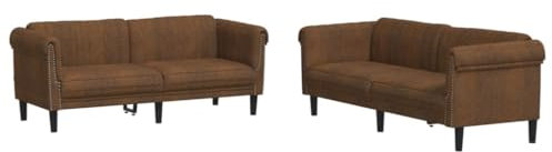 vidaXL Sofagarnitur 2-TLG., Couch Sofa für Wohnzimmer, Loungesofa Polstersofa mit Stützbeinen, Couchgarnitur Sitzmöbel, Modern, Braun Samt