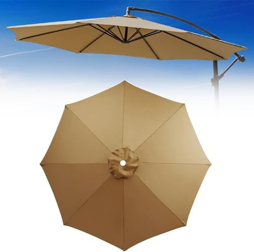 Sonnenschirm-Ersatzabdeckung, Terrassenschirm Ersatzbezug Ersatz-Regenschirmstoff, Marktschirm Ersatz Baldachin Bespannung für Tischschirme im Freien Anti-Ultraviolett-Überdachungsabdeckung(Khaki,8 ri