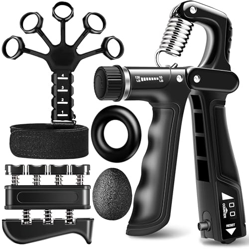 WATMAID Grip Strength Trainer Kits (5 Pack), Forearm Strengthener with Adjustable Resistance, Grip Strength Tester, Finger Strengthener, Hand Gripper Strengthener for Muscle Building Injury Recover