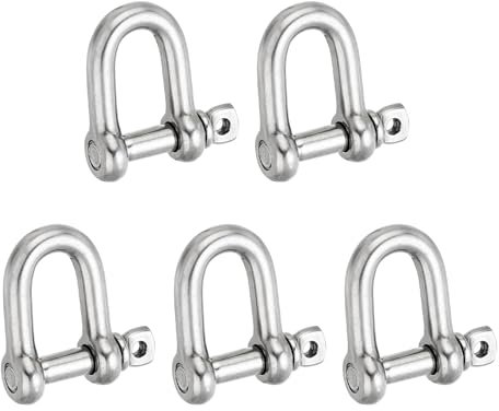 PATIKIL Screw Pin Shackle M4 5/32 176lbs, 5 Pack 304 Stainless Steel D Ring Shackle for Chains Wire Rope Outdoor, Silver