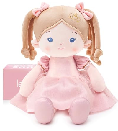LeyaDoll mjuk babydocka leksak (40 cm), min första tygdocka för 1-åriga flickor, födelsedagspresent, småbarn Princess Coral
