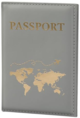 ILIYAH Reisepasshüllen Reisepass Organizer Reisepass Hülle Reise Essentials Passhülle Reisepass Reiseportmonaie Unisex Zwei Pässe Sind Gestattet(Grau)