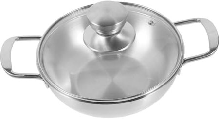 YARNOW Wok Inoxidable Tapa Para Alimentos Mango Doble Olla Caliente De Cocina Resistente Fácil De Limpiar