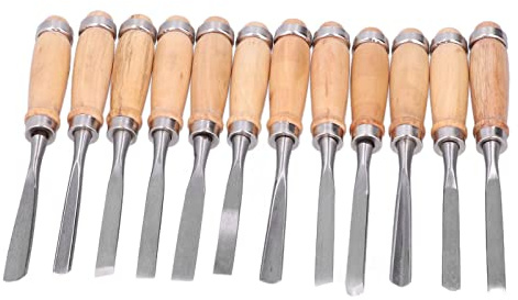 12 cinceles giratorios de madera, juego de cinceles de torno, herramientas de corte de cinceles de torno de acero de alta velocidad para modelar, tallar y cortar 8 pulgadas