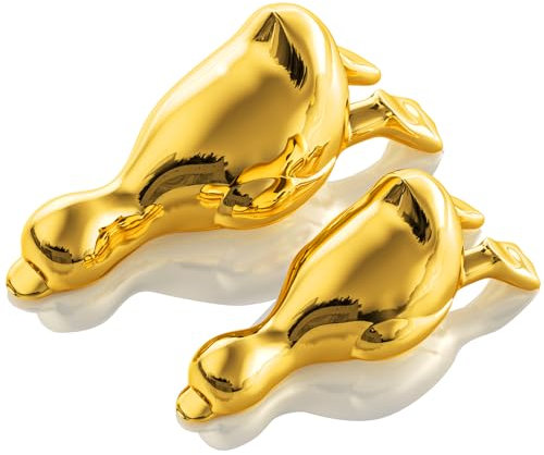 GAOSHENG 2 mini estatuas de pato dorado, figuras modernas de pato de cerámica para decoración del hogar, decoración de acento dorado, divertidas esculturas y estatuas de animales, Knick Knacks para