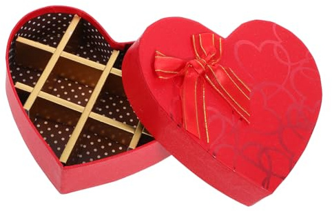 OKUMEYR Rote Herzförmige Schokoladenverpackungsbox Aus Papier Mit 10 Fächern Für Valentinstag Hochzeiten Gastgeschenkbox