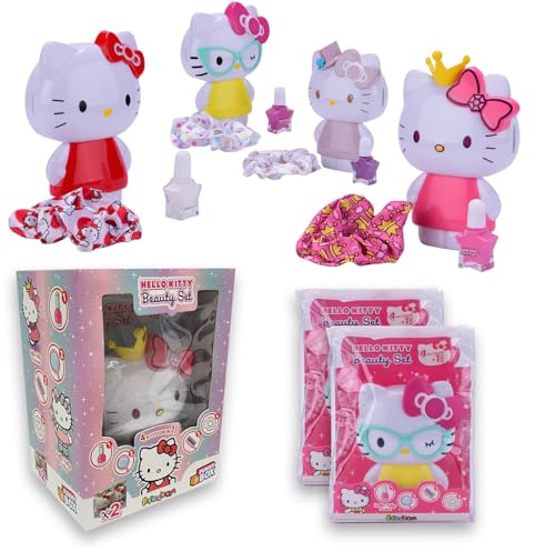 Sbabam Funny Box Hello Kitty Beauty Set, Dispositivo de Hello Kitty Que se transforma en un Cepillo para niñas con Espejo, coleteros para el Cabello, Esmalte de uñas - 2 Piezas
