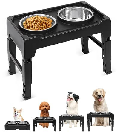 Les Gamelle Chien 2 en 1 Offrent 4 Hauteurs Réglable. Gamelle Chien Convient à Tous Les Chiens Soulage Efficacement Les Problèmes de Colonne Vertébrale des Animaux de Compagnie
