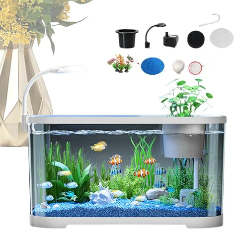 Aquarium-Starter-Kits, Fischtank-Kit, Aquarien-Kit Klein, Tisch-Fischtank-Kits, Anfänger-Fischtank, Dekorativ Für Sumpfschildkröten, Schildkröten, Frösche, Schildkröten, Zierfische Und Amphibien