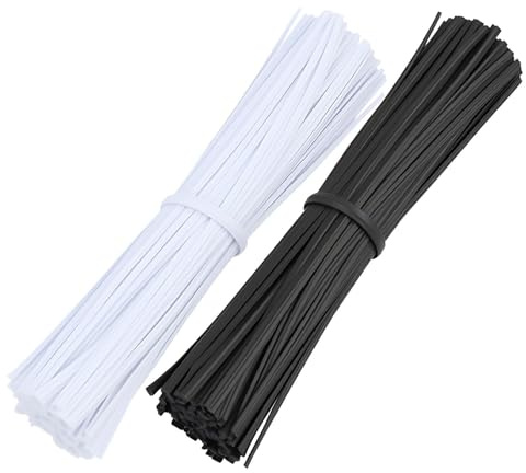 Fil Enduit en Plastique, 200 pièces Serre câbles Plastique, Attaches de Câble en Fil de Fer Enduit, Serre-Câbles Réutilisables, Idéal pour le Regroupement la Fixation, Noir Et blanc