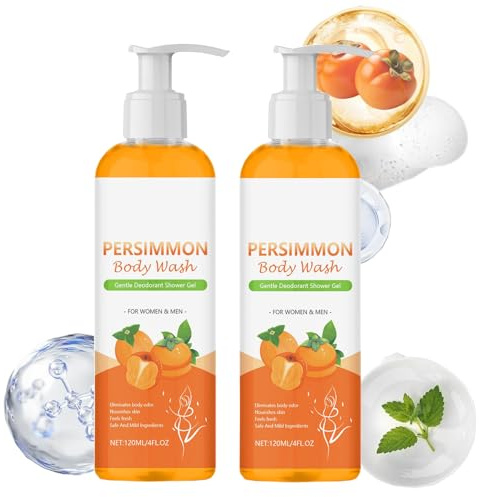 Persimmon Body Wash, Persimmon Shower Gel for Body Odor Control, Natural body wash for Strong Odor Smell Remove, Body Wash for Women with Coconut Oil, Deeply Cleansing and Moisturizing (1, 2PCS)