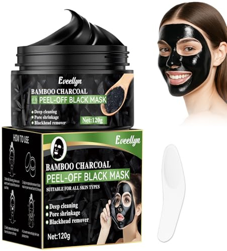 Eveellyn Maschera Nera Viso Punti Neri, 120 ml Maschere Viso Peel-off al Carbone di Bambù, Pulizia Profonda Per Punti Neri, Sporco, Acne, Restringimento dei Pori, Per Uomini e Donne