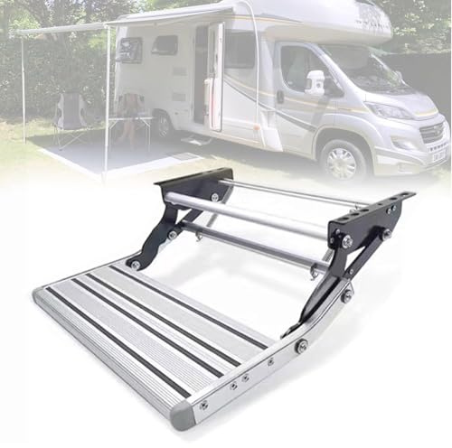 Marchepieds pour camping-car, marchepieds électriques manuels et rabattables, marchepieds pour camping-car, capacité de charge de 200 kg (440 lb), anodisé, avec éclairage LED 1-Step-Electricwithlight
