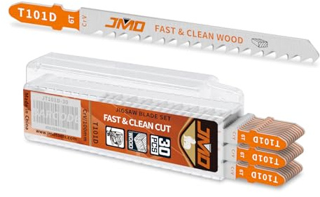 JMD 30-Piece T101D Wood Jigsaw Blades 100mm 6TPI Jig Saw Blades Set for Wood Plastic Cutting