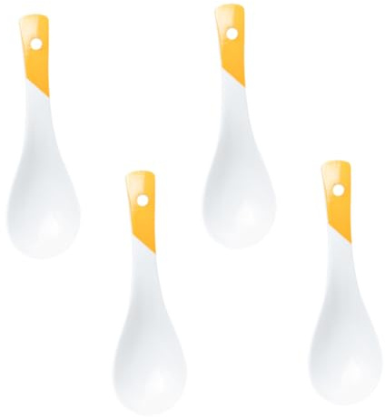 Toyvian 4 pezzi Cucchiai in Ceramica per Minestra e Riso Cucchiai Multifunzionali da Cucina Manico Giallo Facili da Pulire e Sicuri Design Ergonomico e Resistente alle Macchie per Uso