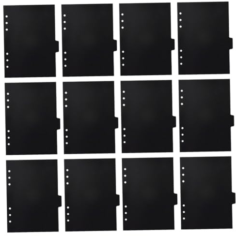 Mikikit 12 piezas Separadores de Índice Negros con Pestañas para Carpetas de Divisores para Cuadernos y Planificadores Organizadores Versátiles para Oficina y Estudio