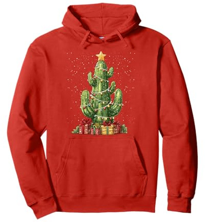 Cute Cactus Christmas Tree Xmas Succulent Pullover Hoodie