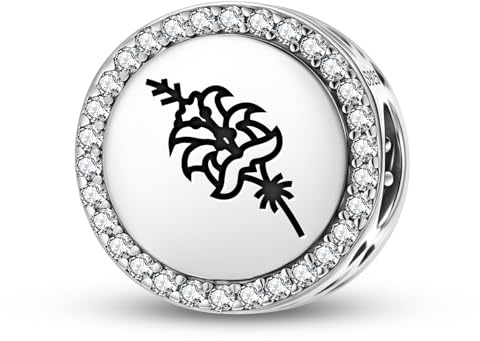 Persische Lilie, spirituelles Totem-Symbol, Charm-Perle aus 925er Sterlingsilber, rundes Emblem, für Damen, kompatibel mit Pandora-Charm-Armbändern