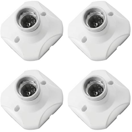 Fwmctkr Universal E27 Techo del Portalámparas Roscado Blanco 4 Piezas | E27 Portalámparas Techo para Luz de Techo, Garaje, Cocina, Pasillo, Escalera, Balcón (Sin Bombilla)