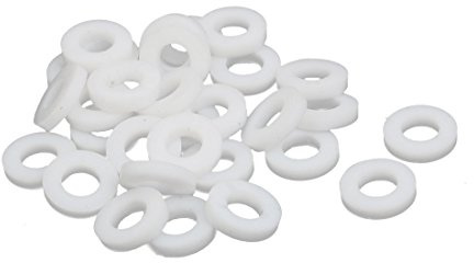 sourcing map 30Stk PTFE Flache Unterlegscheiben Dichtung 10x5x2mm Weiß | 10mm AD 5mm ID 2mm Dicke Weiß