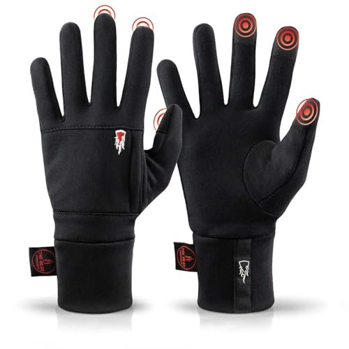 THE HEAT COMPANY – Polartec Liner - Warme Touchscreen Handschuhe für Damen & Herren - Premium Qualität - Winterhandschuhe schwarz - Fahrradhandschuhe & Laufhandschuhe - Größe 9