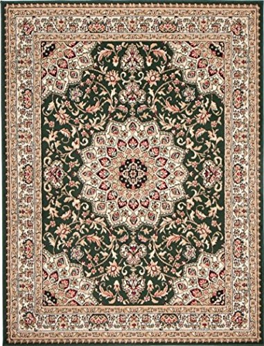 Carpeto Groß Teppich Wohnzimmer 220x300cm Grün Orientalisch Traditionell | Teppich für Schlafzimmer Büro Esszimmer Weich Pflegeleicht Tierfreundlich Allergikerfreundlich Fußbodenheizungsgeeignet