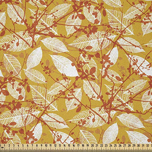 ABAKUHAUS Herbst Stoff als Meterware, Herbstsaison Laub, Microfaser Multi Zweck Dekostoff für Kunsthandwerke, 3M (230x300cm), Ringelblume Orange Weiß