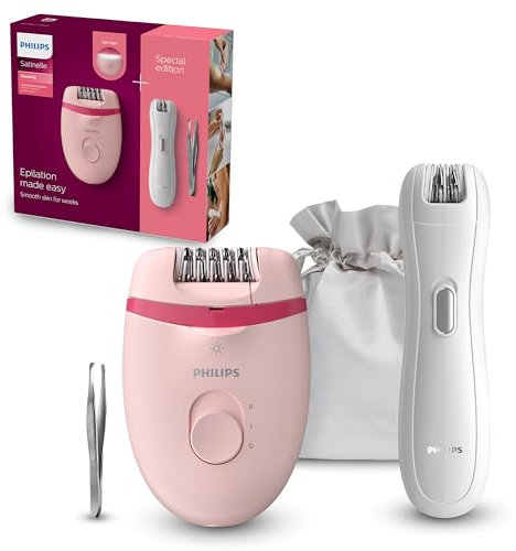 Philips Series 4000 - épilateur compact sur secteur, avec 2 vitesses, lumière Opti-light et tête lavable, avec mini-épilateur zones sensibles et pince à épiler, modèle BRP531/00